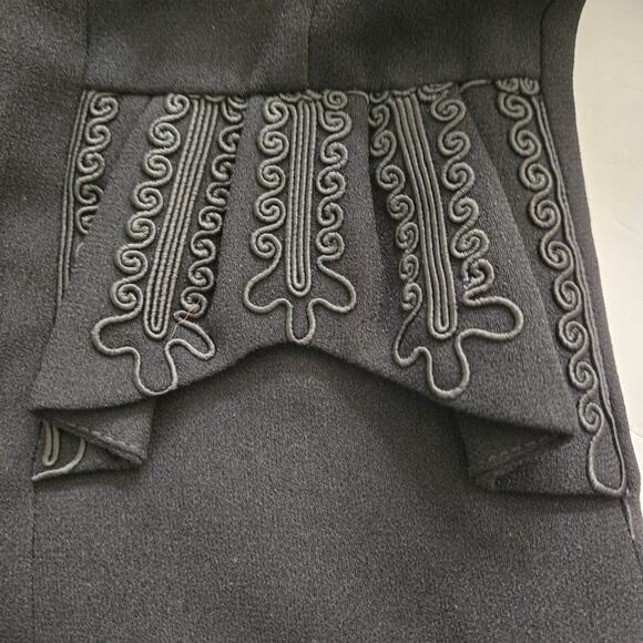 Vintage Zelda 90's Y2K Artsy Black Button-Up Jacket Soutache Trim, Size 8 - Picture 4 of 8